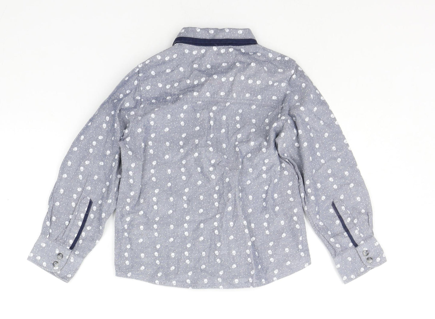 Matalan Boys Grey Geometric  Basic Button-Up Size 3-4 Years  - SKULLS
