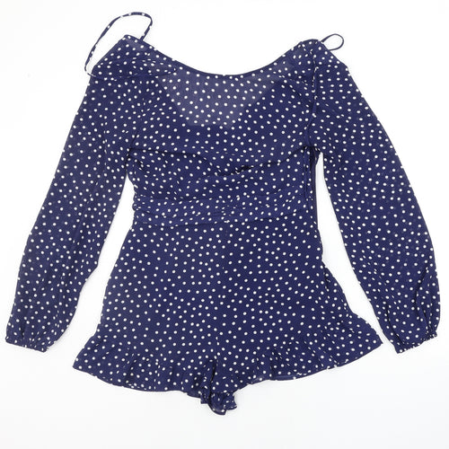 Divided Womens Blue Polka Dot  Jumpsuit One-Piece Size 10