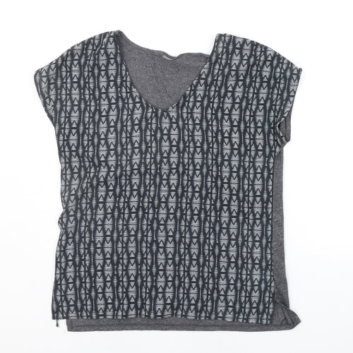Yessica Womens Grey Geometric  Basic T-Shirt Size S