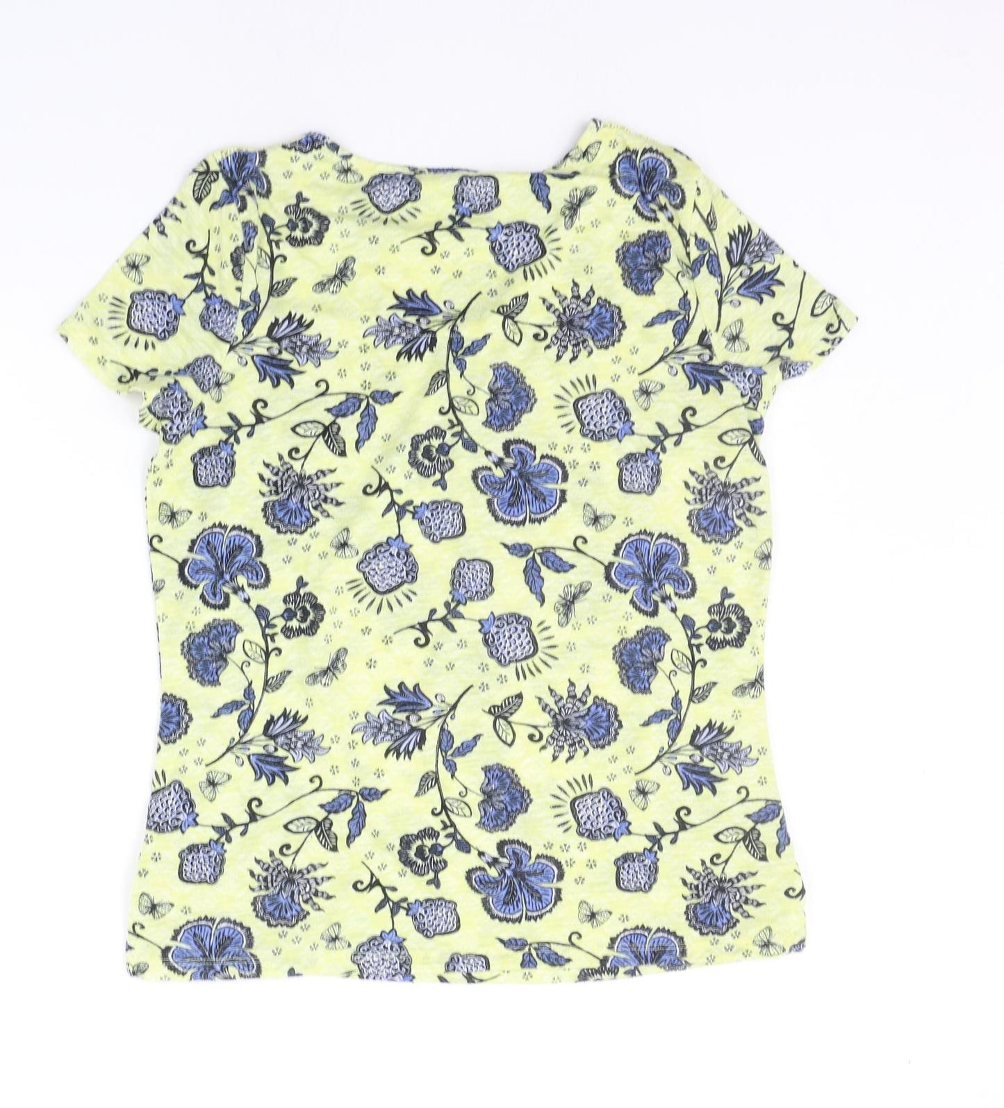 Marks and Spencer Womens Yellow Floral  Basic T-Shirt Size 12