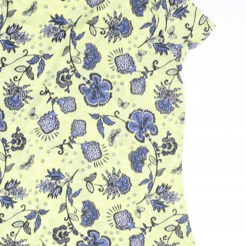 Marks and Spencer Womens Yellow Floral  Basic T-Shirt Size 12