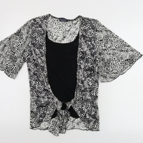 Saloos Womens Black Animal Print  Basic T-Shirt Size M