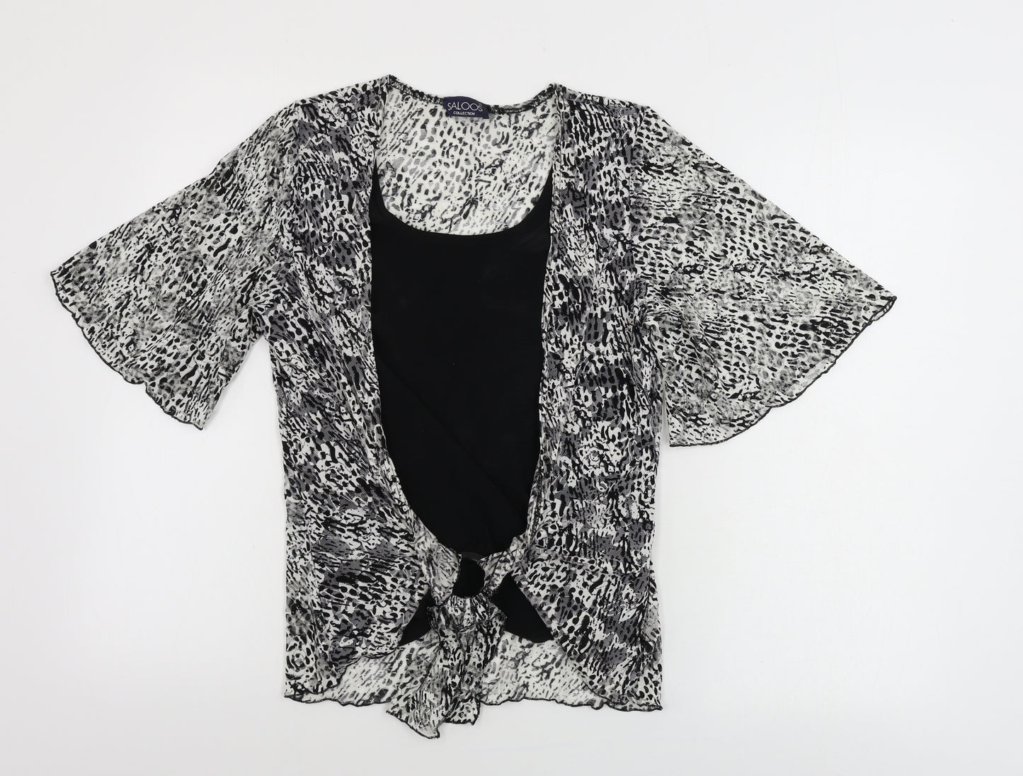 Saloos Womens Black Animal Print  Basic T-Shirt Size M