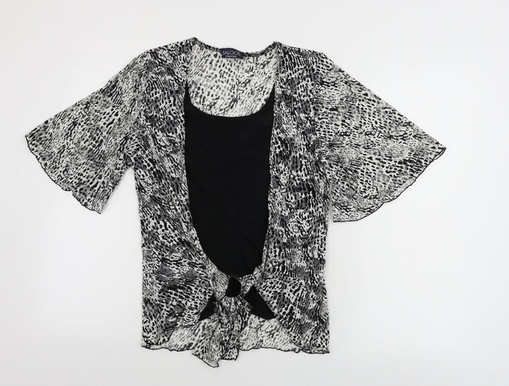 Saloos Womens Black Animal Print  Basic T-Shirt Size M