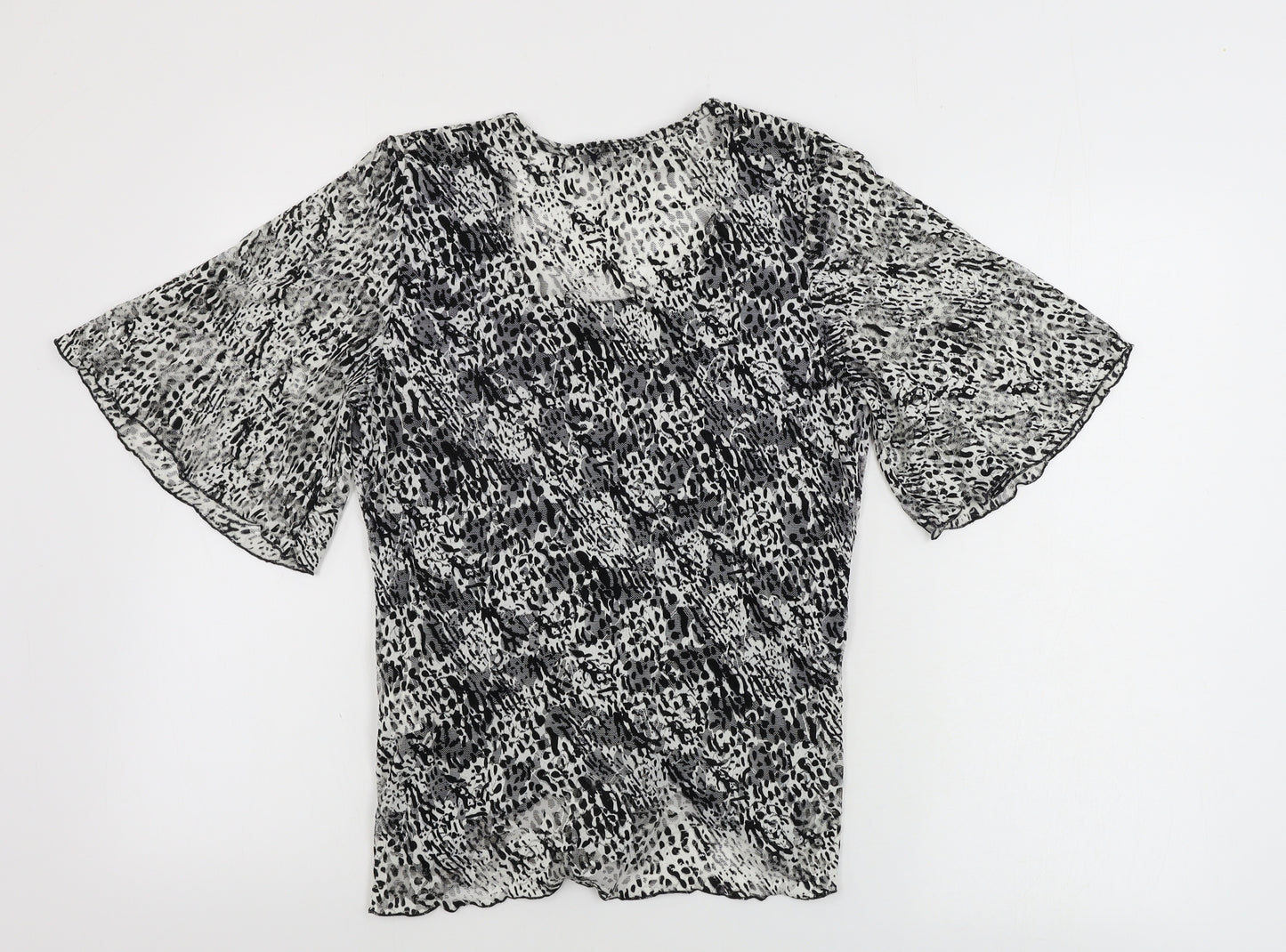 Saloos Womens Black Animal Print  Basic T-Shirt Size M