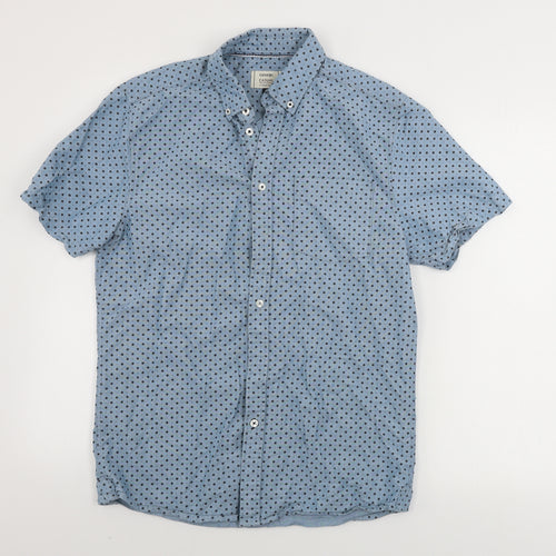 George  Mens Blue Polka Dot   Button-Up Size S