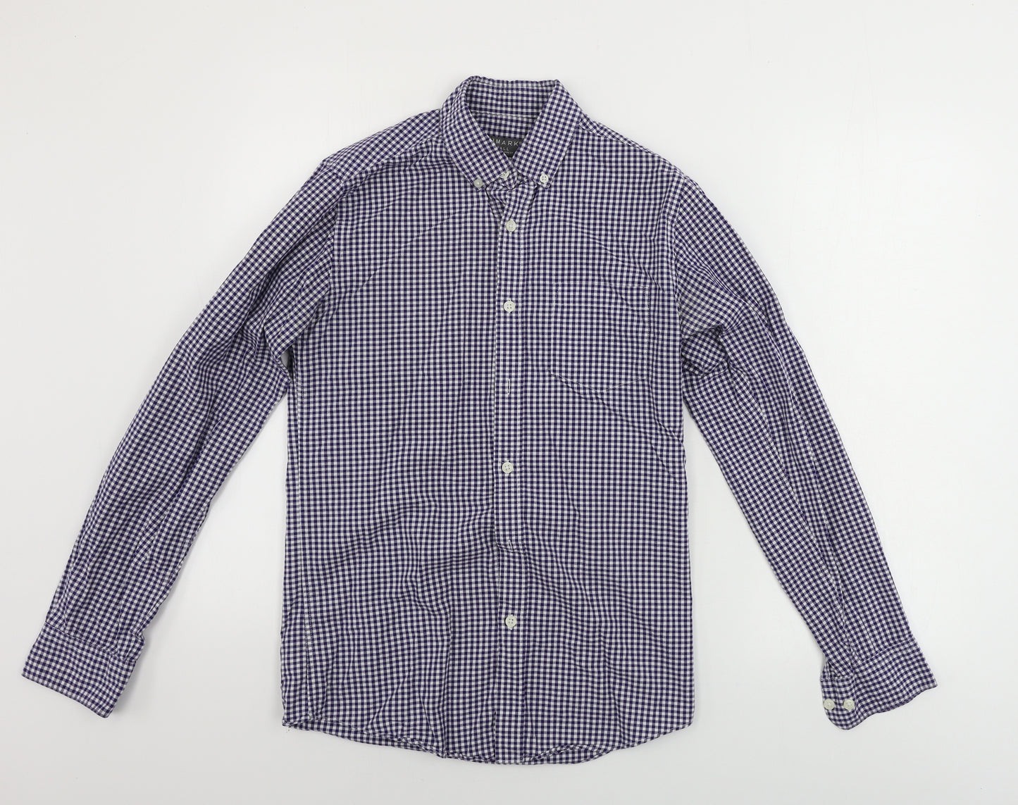 Primark  Mens Blue Check   Button-Up Size S