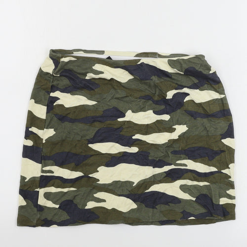 H&M  Womens Green Camouflage  A-Line Skirt Size S