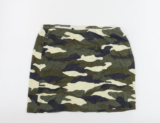 H&M  Womens Green Camouflage  A-Line Skirt Size S
