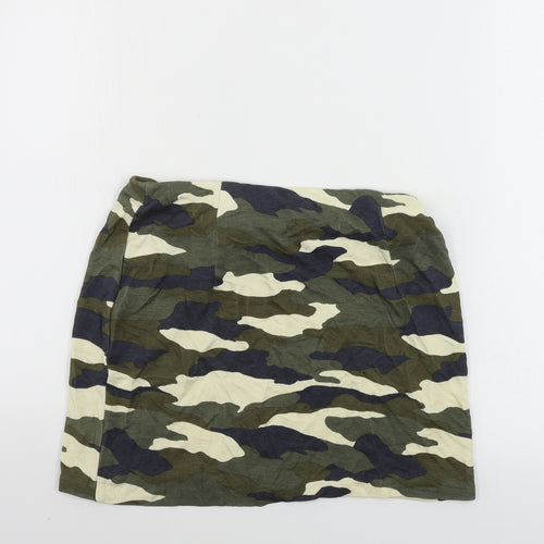 H&M  Womens Green Camouflage  A-Line Skirt Size S