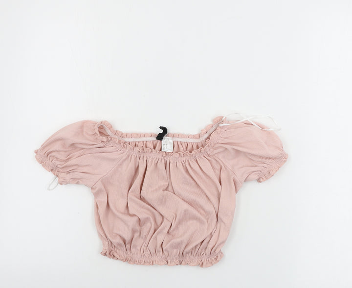 H&M Womens Pink Cropped T-Shirt Size XS