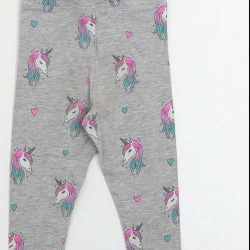 Primark  Girls Grey   Sweatpants Trousers Size 2 Years - unicorn print