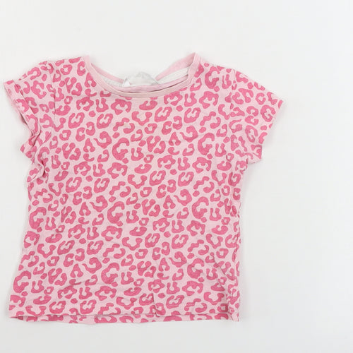 Pep&co      Girls Pink Animal Print  Basic T-Shirt Size 2-3 Years