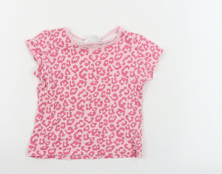 Pep&co Girls Pink Animal Print Basic T-Shirt Size 2-3 Years