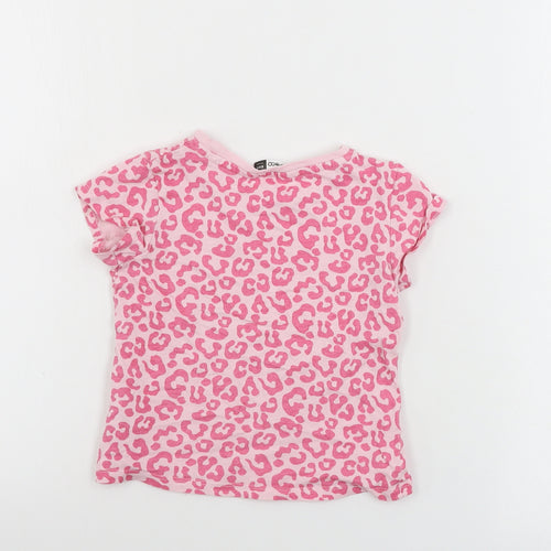 Pep&co      Girls Pink Animal Print  Basic T-Shirt Size 2-3 Years