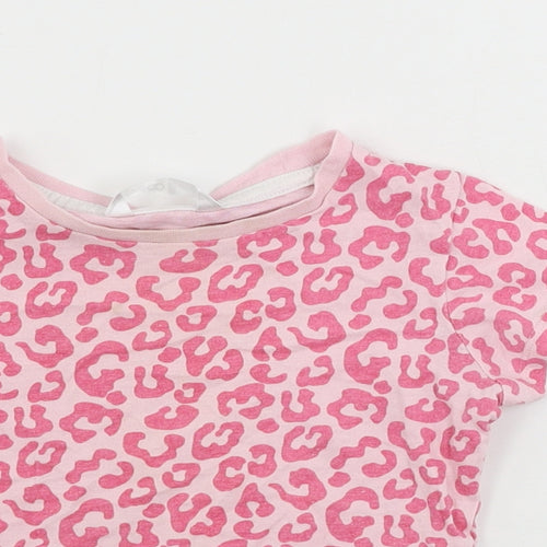 Pep&co      Girls Pink Animal Print  Basic T-Shirt Size 2-3 Years
