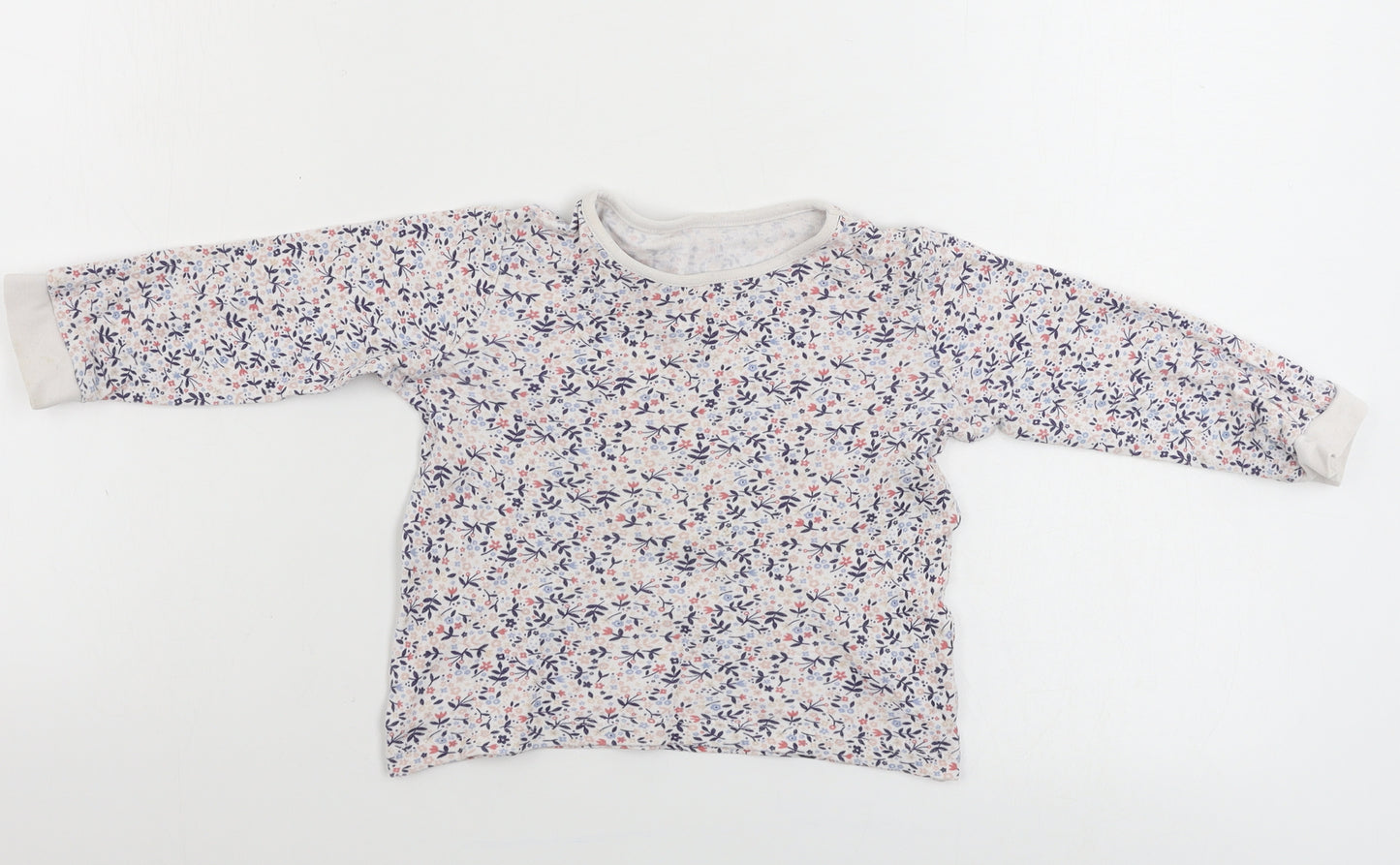 George Girls White Floral  Basic T-Shirt Size 18-24 Months