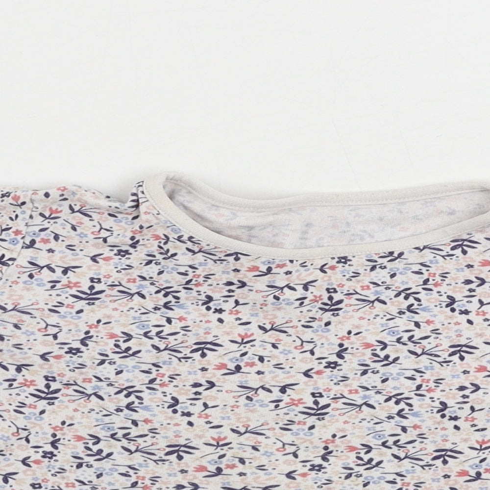George Girls White Floral  Basic T-Shirt Size 18-24 Months