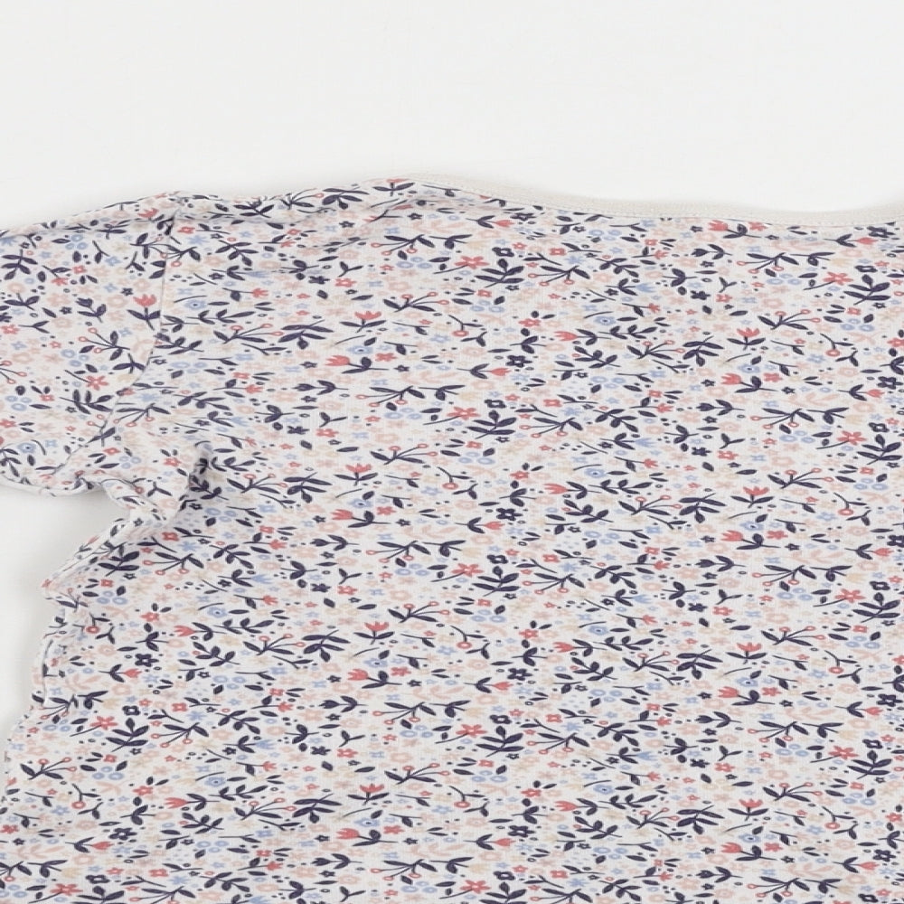 George Girls White Floral  Basic T-Shirt Size 18-24 Months