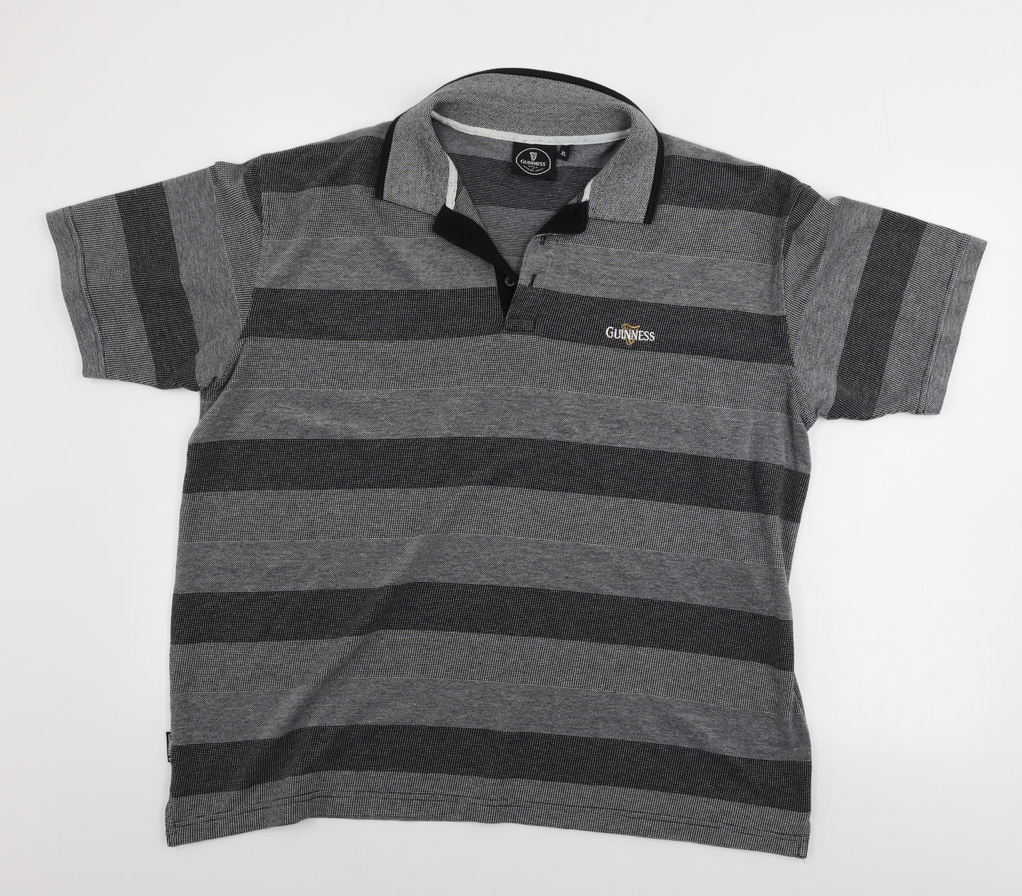 GUINESS  Mens Grey Striped   Polo Size XL