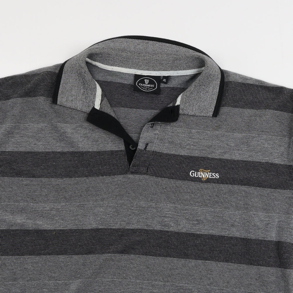 GUINESS  Mens Grey Striped   Polo Size XL
