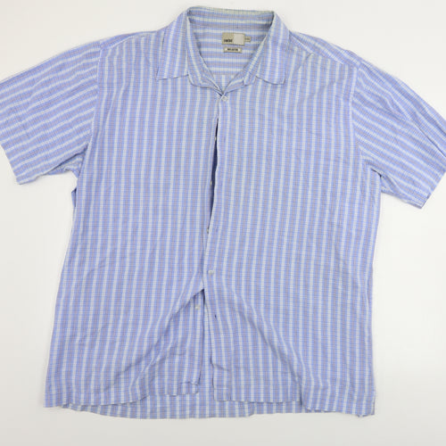 ZANTOS Mens Blue Striped   Button-Up Size 2XL