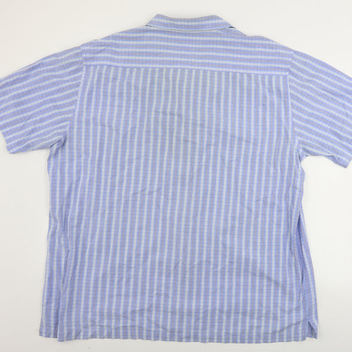 ZANTOS Mens Blue Striped   Button-Up Size 2XL