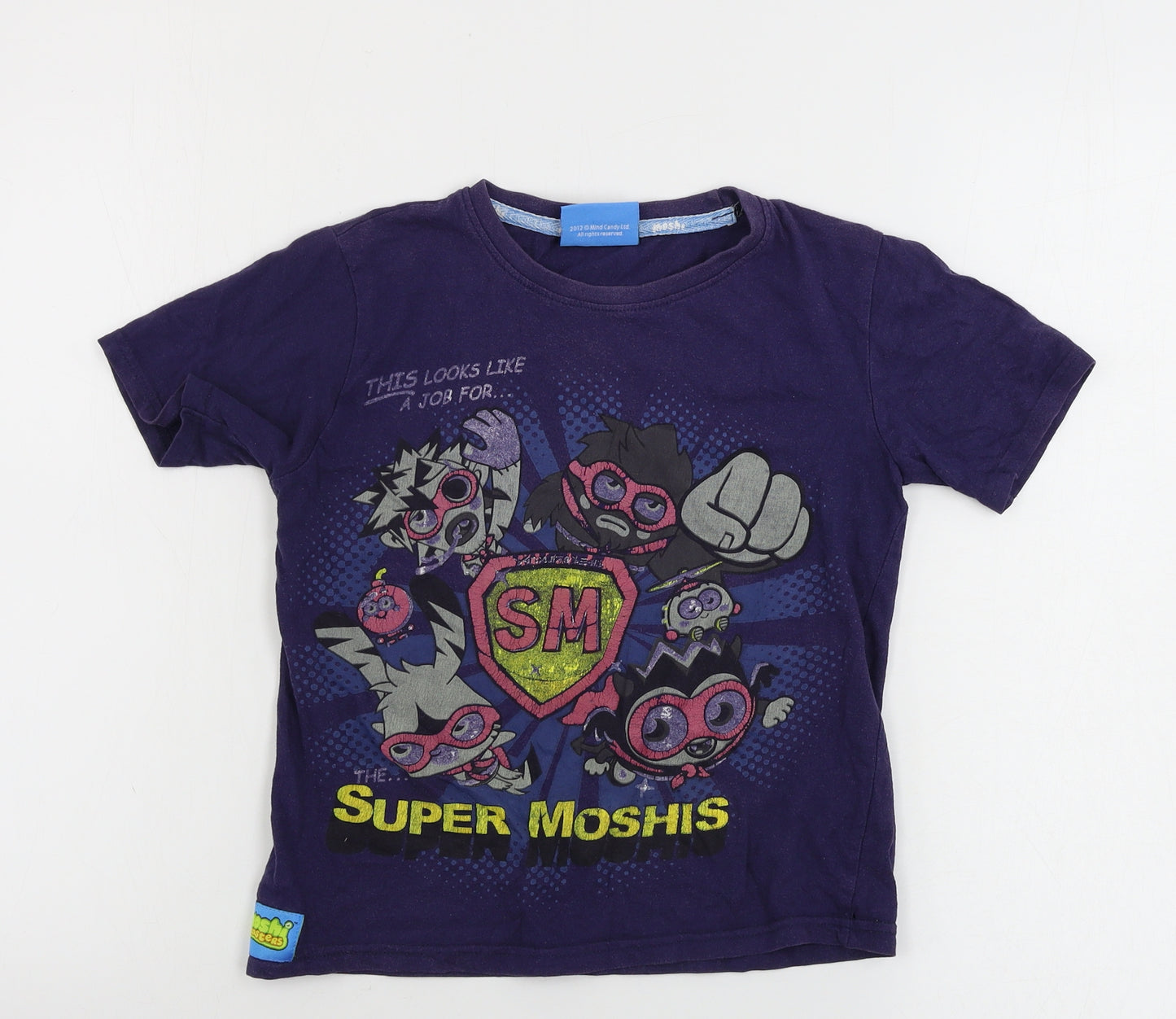 TESCO   Boys Blue   Basic T-Shirt Size 6-7 Years  - Moshi Monsters