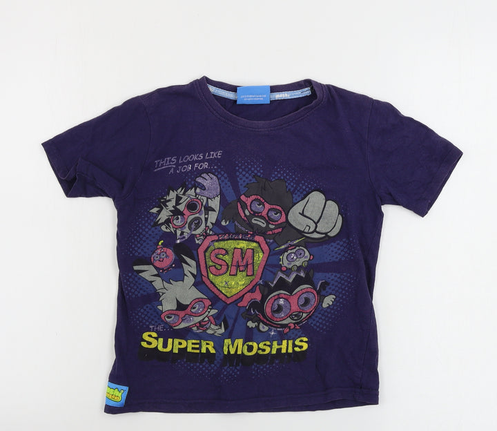 TESCO   Boys Blue   Basic T-Shirt Size 6-7 Years  - Moshi Monsters