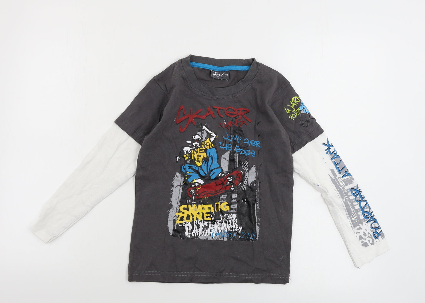 okay  Boys Grey   Basic T-Shirt Size 8-9 Years