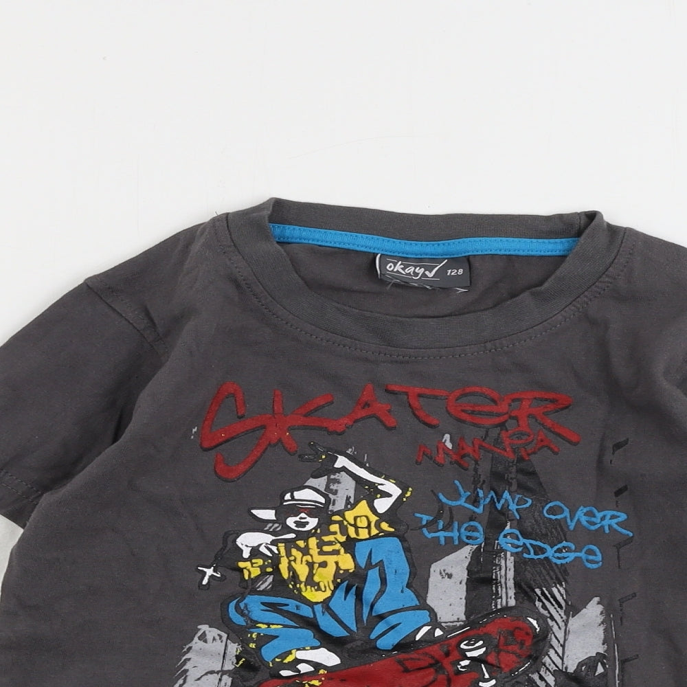 okay  Boys Grey   Basic T-Shirt Size 8-9 Years