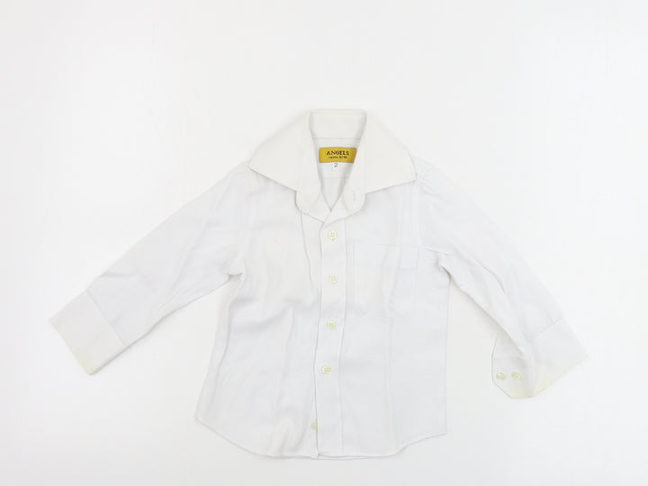 Angels Boys White Basic Button-Up Size 9-10 Years