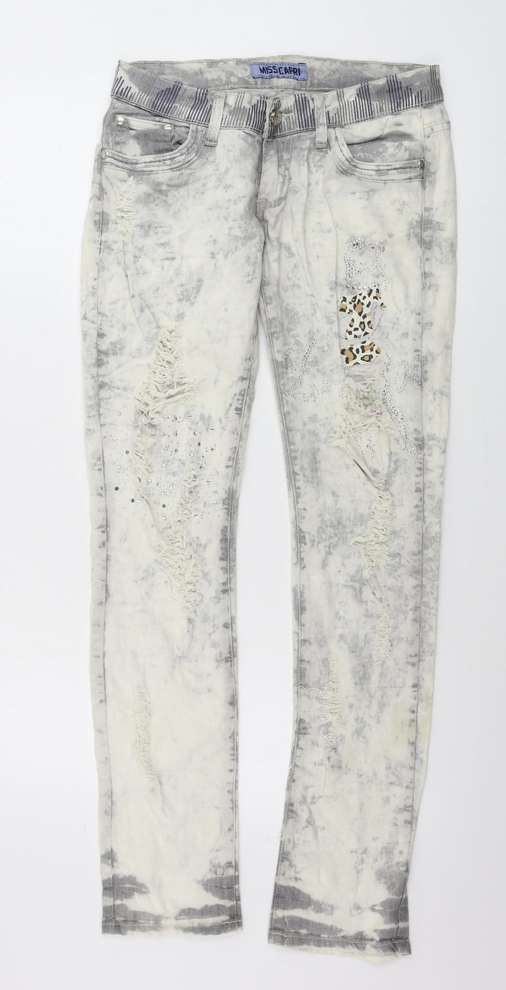 Miss Capri Womens Ivory Skinny Jeans Size 28 in L29 in