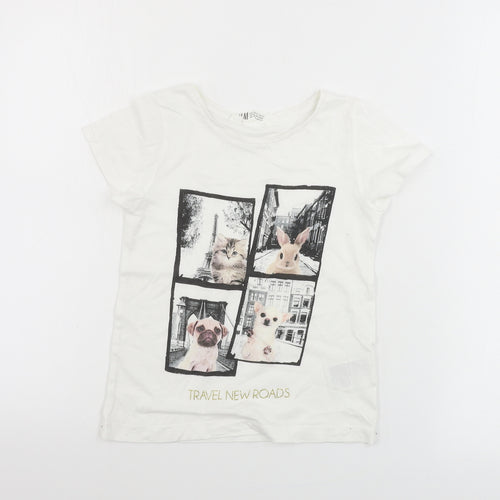 H&M  Girls White   Basic T-Shirt Size 4-5 Years