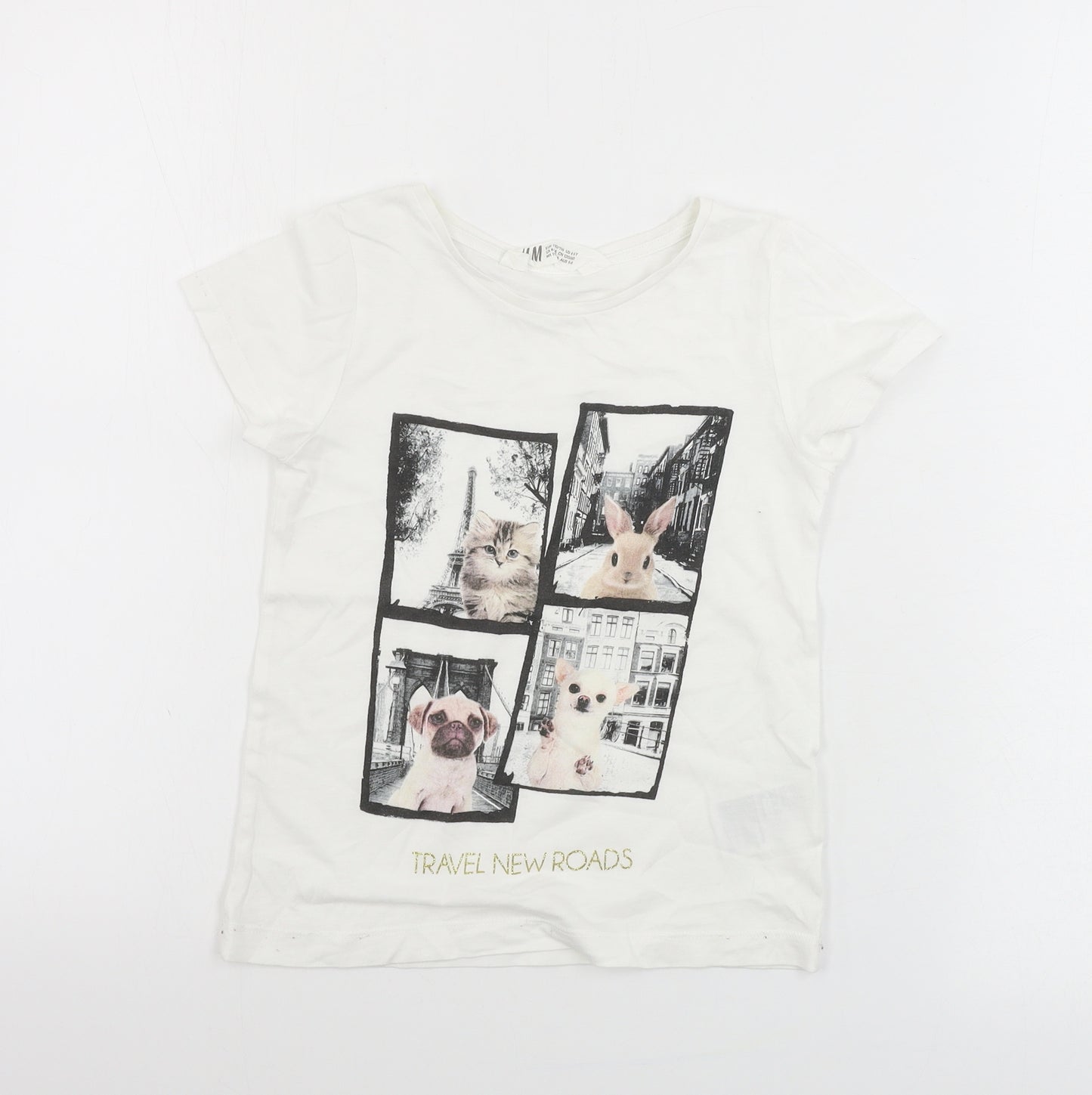 H&M  Girls White   Basic T-Shirt Size 4-5 Years