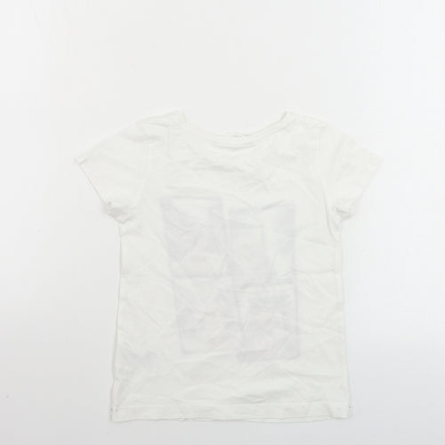 H&M  Girls White   Basic T-Shirt Size 4-5 Years