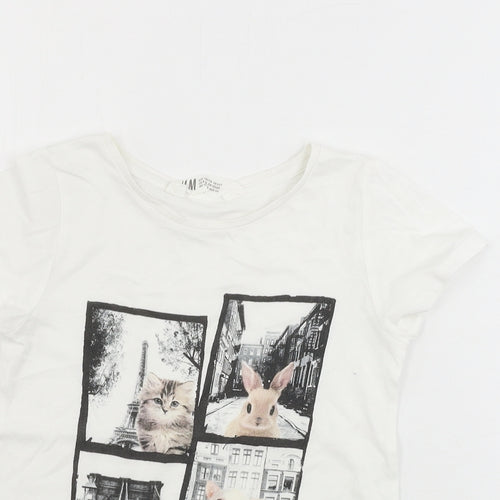 H&M  Girls White   Basic T-Shirt Size 4-5 Years
