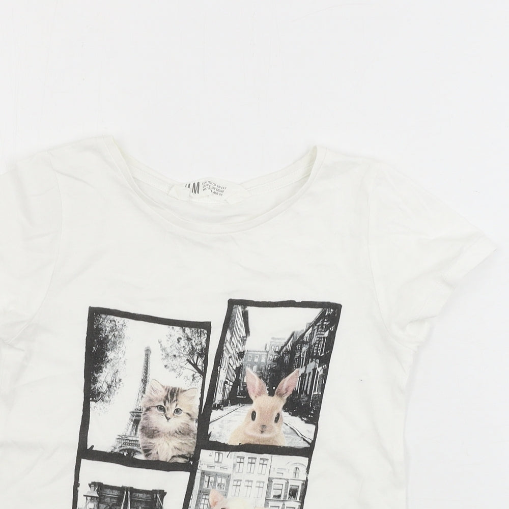 H&M  Girls White   Basic T-Shirt Size 4-5 Years