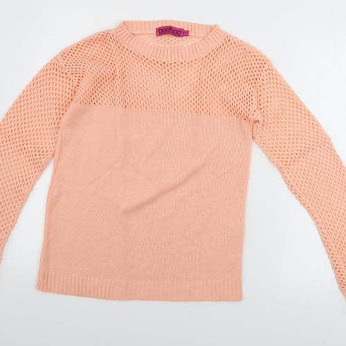 Boohoo  Womens Pink Houndstooth  Pullover Jumper Size M