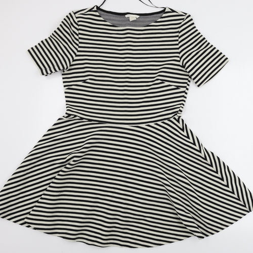 H&M  Womens Beige Striped  A-Line  Size M
