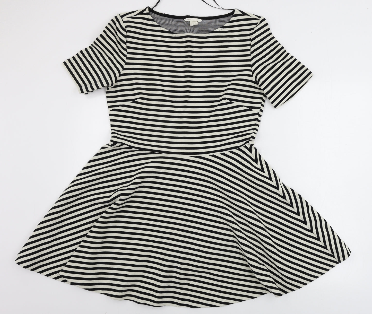 H&M  Womens Beige Striped  A-Line  Size M