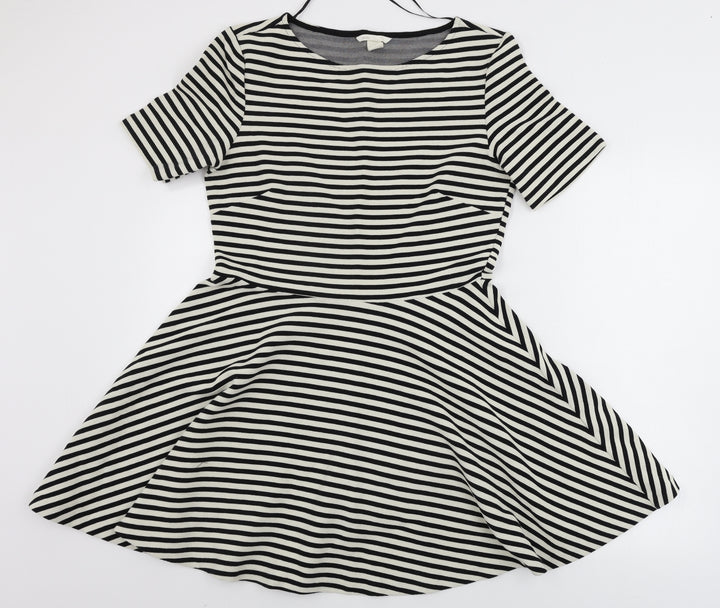 H&M  Womens Beige Striped  A-Line  Size M