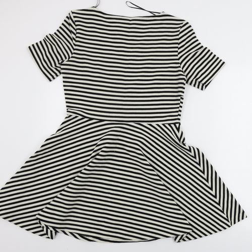 H&M  Womens Beige Striped  A-Line  Size M