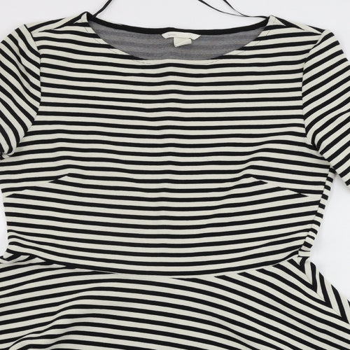 H&M  Womens Beige Striped  A-Line  Size M