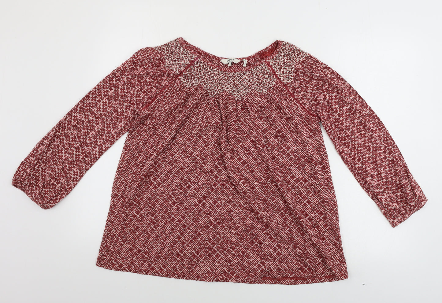 Fat Face Womens Red Geometric  Basic T-Shirt Size 12
