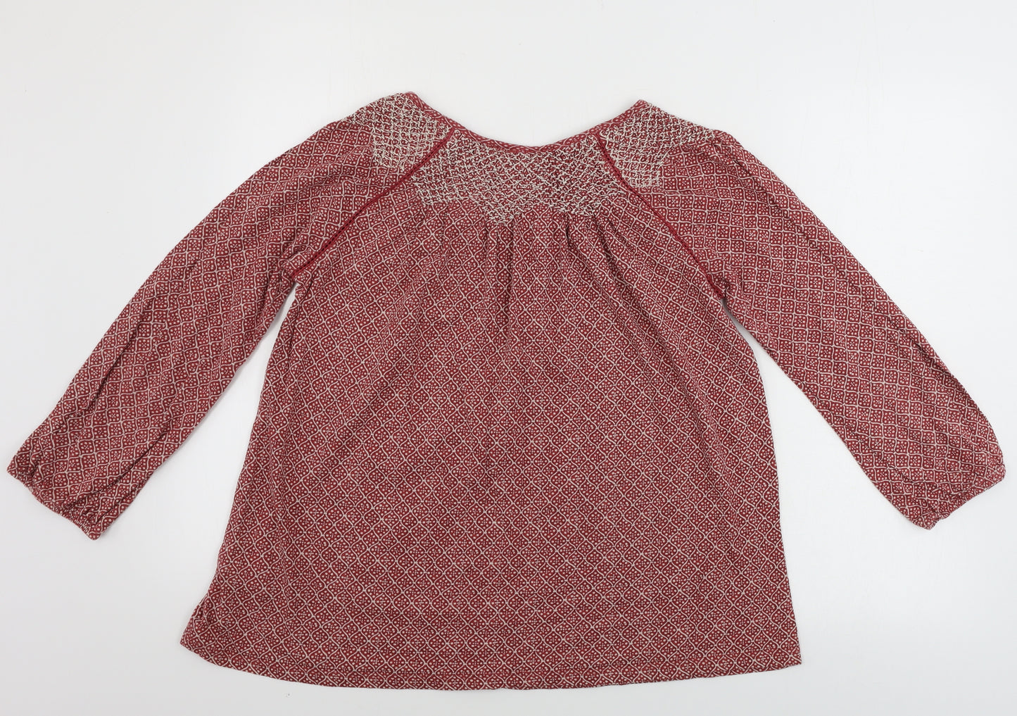 Fat Face Womens Red Geometric  Basic T-Shirt Size 12