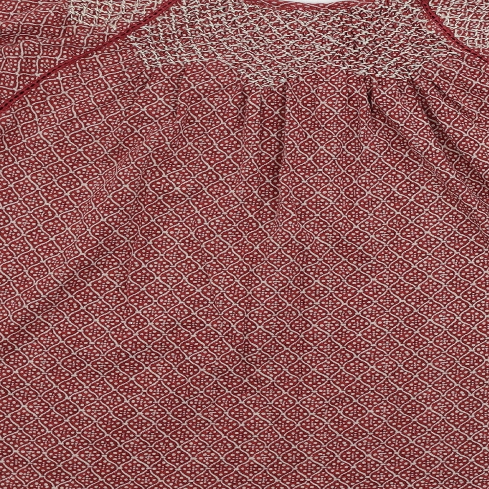 Fat Face Womens Red Geometric  Basic T-Shirt Size 12