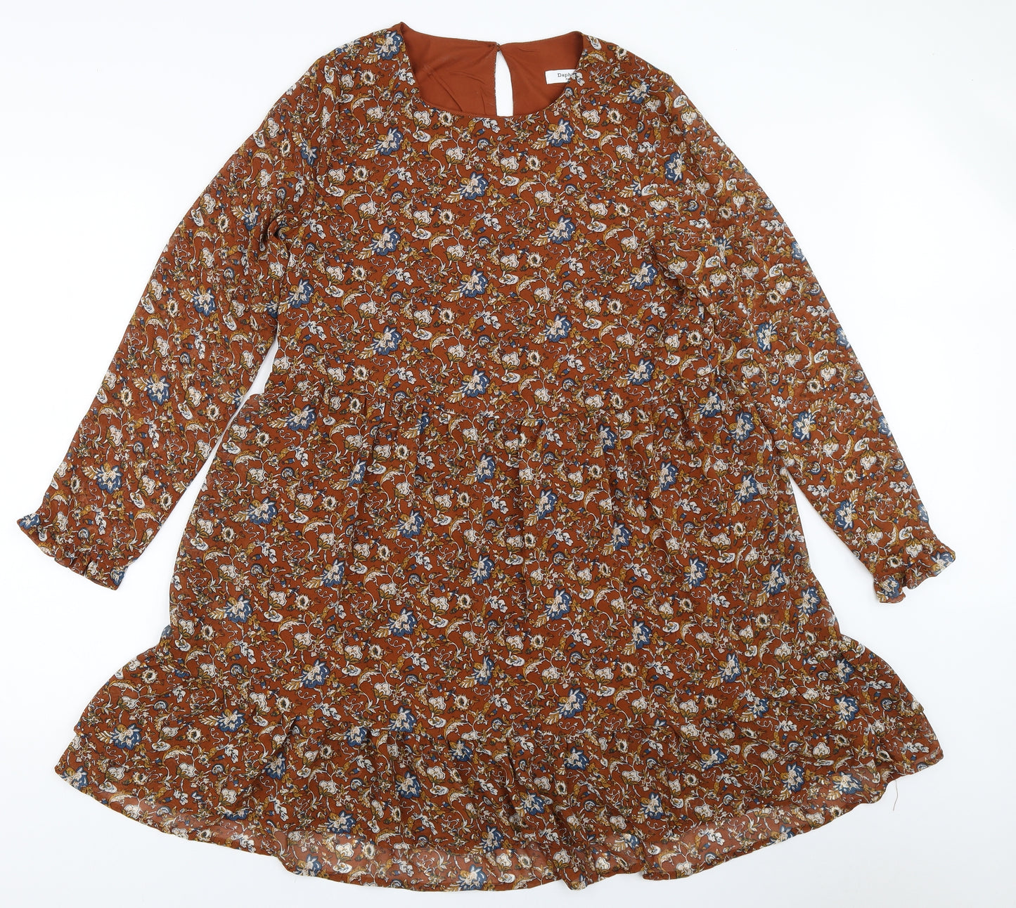 Daphnea Womens Brown Floral  Fit & Flare  Size S