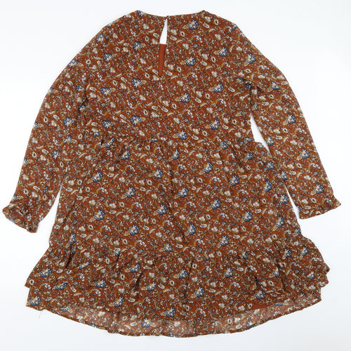 Daphnea Womens Brown Floral  Fit & Flare  Size S