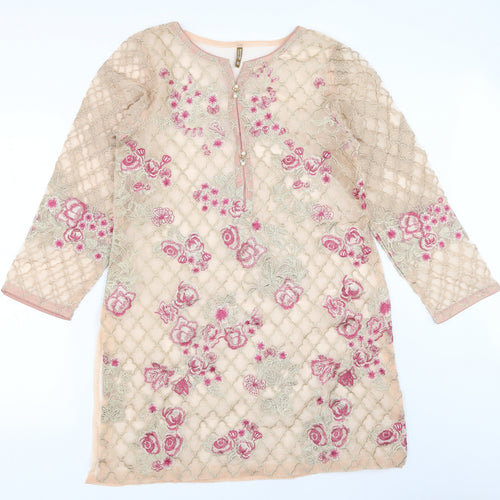 Beechtree Womens Beige   Tunic Blouse Size 10